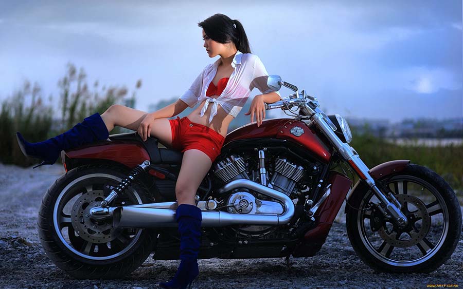 Beautiful girls and motorcycles in Nur-Sultan