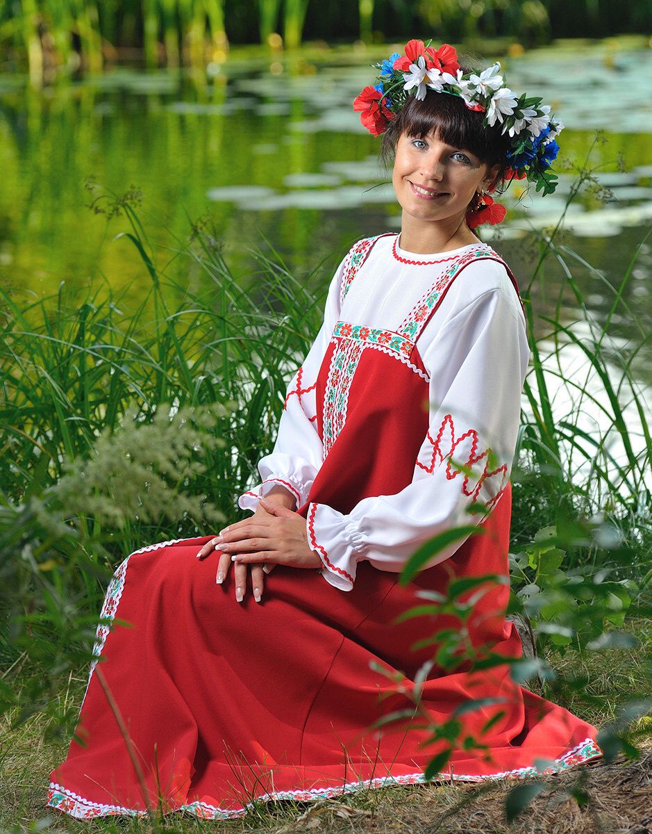 Beautiful girl Girls in Slavic costumes in Nur-Sultan